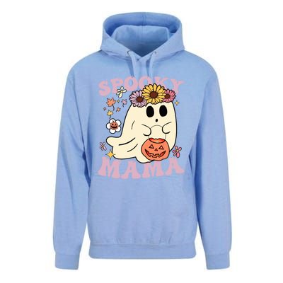 Groovy Spooky Mama Vibes Halloween Hippi Ghost Spooky Season Gift Unisex Surf Hoodie