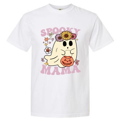 Groovy Spooky Mama Vibes Halloween Hippi Ghost Spooky Season Gift Garment-Dyed Heavyweight T-Shirt