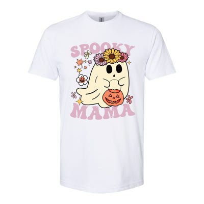 Groovy Spooky Mama Vibes Halloween Hippi Ghost Spooky Season Gift Softstyle CVC T-Shirt