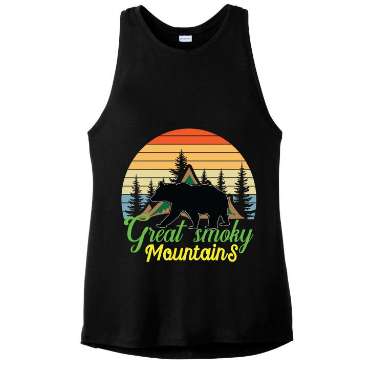 Great Smoky Mountains Bear Tennessee Gatlinburg Nature Great Gift Ladies PosiCharge Tri-Blend Wicking Tank