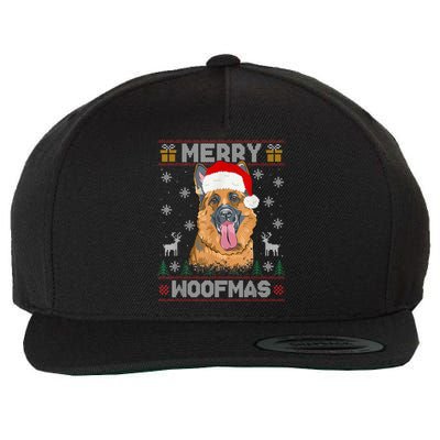 Ger Shepherd Merry Woofmas Cool Gift Christmas Dog Gift Wool Snapback Cap