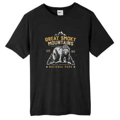 Great Smoky Mountains Cool Gift National Park Bear Vintage Cool Gift Tall Fusion ChromaSoft Performance T-Shirt