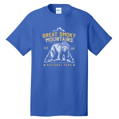 Great Smoky Mountains Cool Gift National Park Bear Vintage Cool Gift Tall T-Shirt