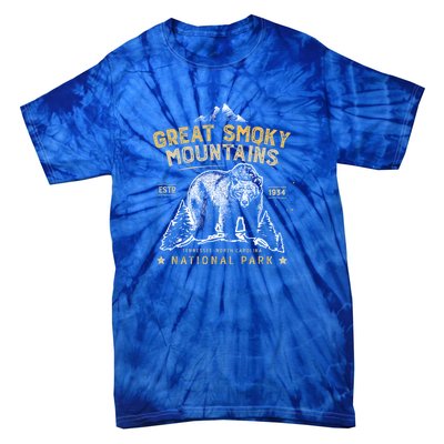 Great Smoky Mountains Cool Gift National Park Bear Vintage Cool Gift Tie-Dye T-Shirt