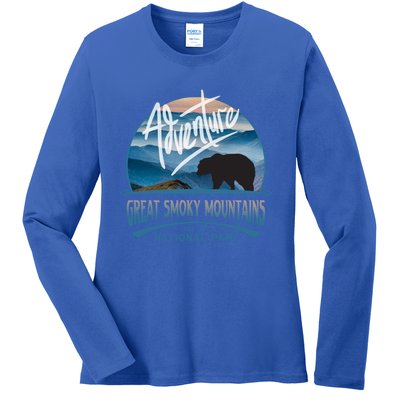 Great Smoky Mountains National Park Adventure Bear Souvenir Gift Ladies Long Sleeve Shirt