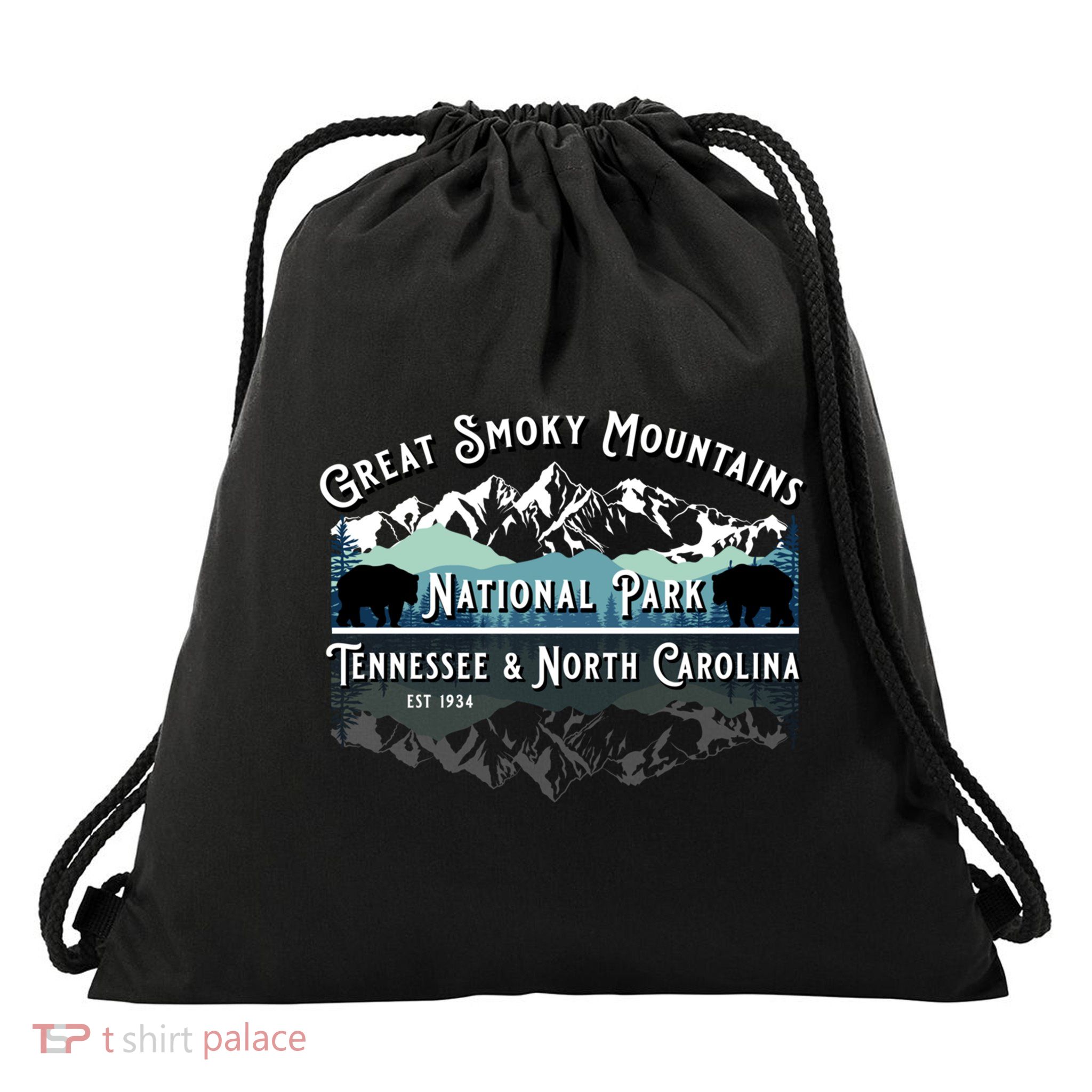 Great Smoky Mountains National Park Bear Hiking Souvenir Gift Drawstring Bag