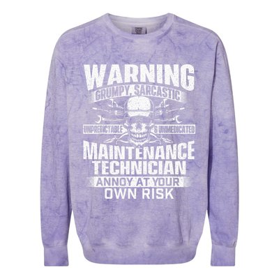 Grumpy Sarcastic Maintenance Technician Repairman Handyman Colorblast Crewneck Sweatshirt