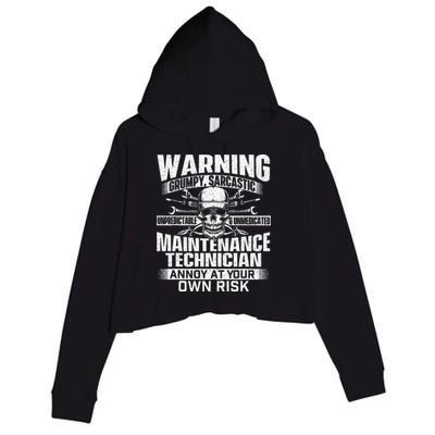Grumpy Sarcastic Maintenance Technician Repairman Handyman Crop Fleece Hoodie