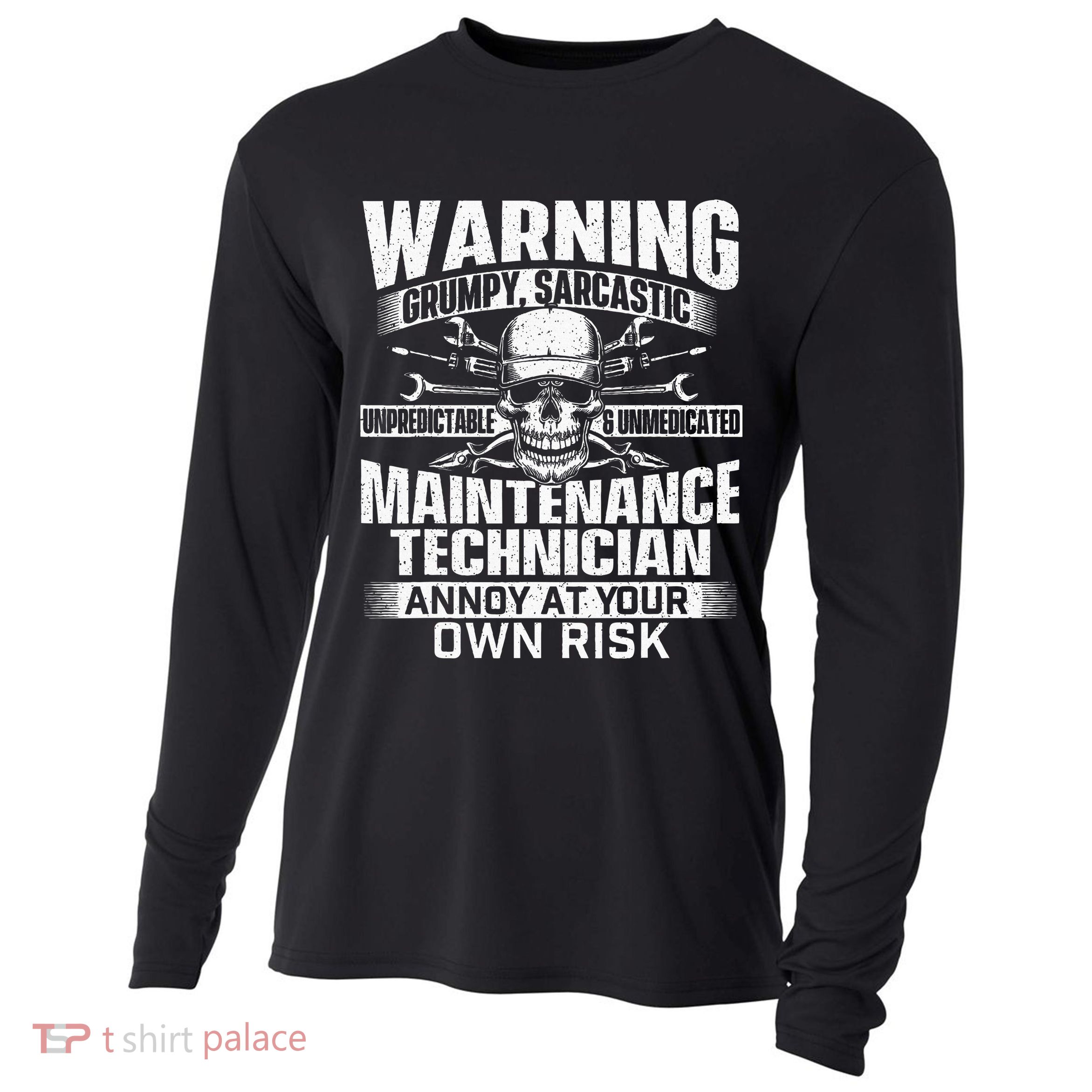 Grumpy Sarcastic Maintenance Technician Repairman Handyman Cooling Performance Long Sleeve Crew