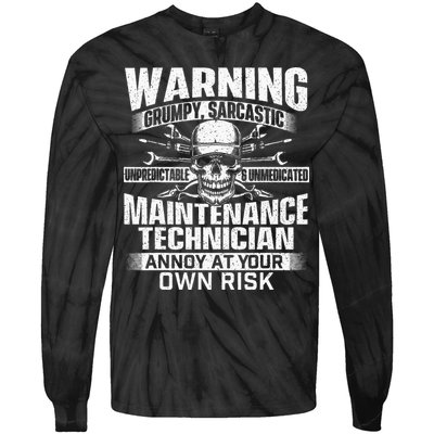 Grumpy Sarcastic Maintenance Technician Repairman Handyman Tie-Dye Long Sleeve Shirt