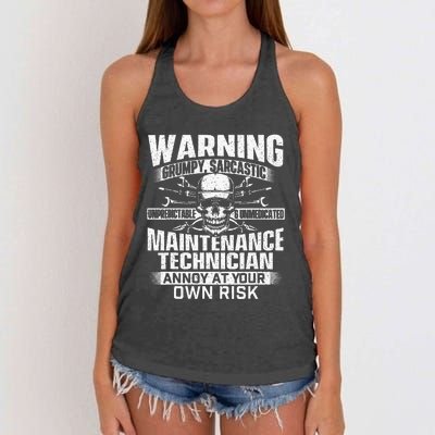 Grumpy Sarcastic Maintenance Technician Repairman Handyman Women's Knotted Racerback Tank