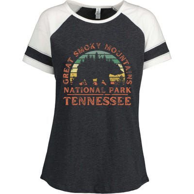 Great Smoky Mountains National Park Tennessee Bear Hiking Enza Ladies Jersey Colorblock Tee