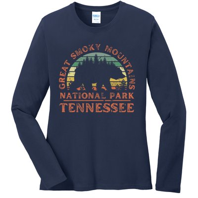 Great Smoky Mountains National Park Tennessee Bear Hiking Ladies Long Sleeve Shirt