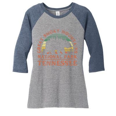 Great Smoky Mountains National Park Tennessee Bear Hiking Women's Tri-Blend 3/4-Sleeve Raglan Shirt