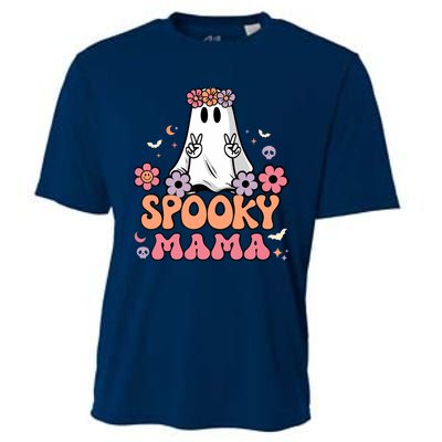 Groovy Spooky Mama Floral Ghost Halloween Spooky Mom Wo Cooling Performance Crew T-Shirt