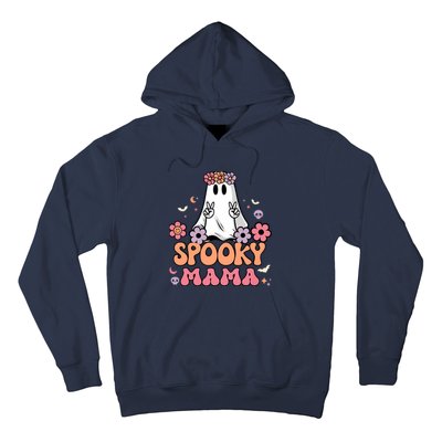 Groovy Spooky Mama Floral Ghost Halloween Spooky Mom Wo Hoodie