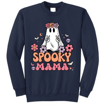 Groovy Spooky Mama Floral Ghost Halloween Spooky Mom Wo Sweatshirt