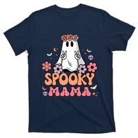 Groovy Spooky Mama Floral Ghost Halloween Spooky Mom Wo T-Shirt