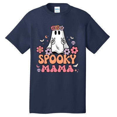 Groovy Spooky Mama Floral Ghost Halloween Spooky Mom Wo Tall T-Shirt