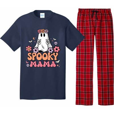 Groovy Spooky Mama Floral Ghost Halloween Spooky Mom Wo Pajama Set