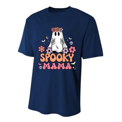 Groovy Spooky Mama Floral Ghost Halloween Spooky Mom Wo Performance Sprint T-Shirt