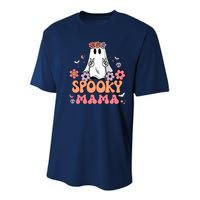 Groovy Spooky Mama Floral Ghost Halloween Spooky Mom Wo Youth Performance Sprint T-Shirt