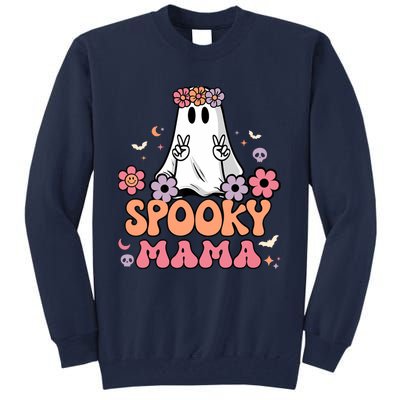 Groovy Spooky Mama Floral Ghost Halloween Spooky Mom Wo Tall Sweatshirt