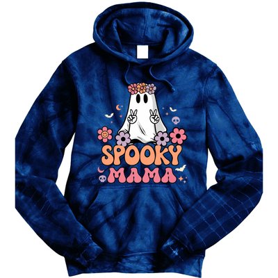 Groovy Spooky Mama Floral Ghost Halloween Spooky Mom Wo Tie Dye Hoodie