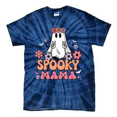 Groovy Spooky Mama Floral Ghost Halloween Spooky Mom Wo Tie-Dye T-Shirt