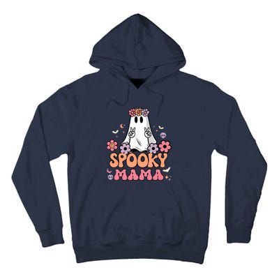 Groovy Spooky Mama Floral Ghost Halloween Spooky Mom Wo Tall Hoodie