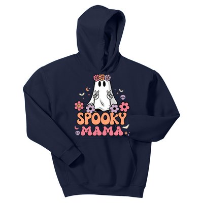 Groovy Spooky Mama Floral Ghost Halloween Spooky Mom Wo Kids Hoodie