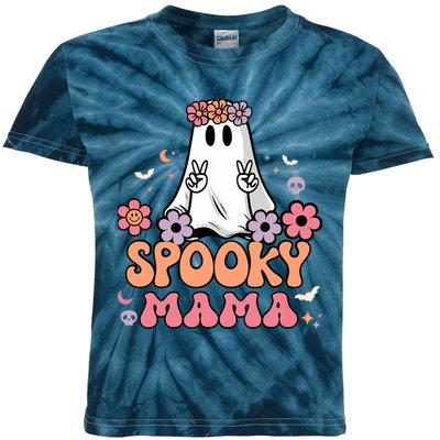 Groovy Spooky Mama Floral Ghost Halloween Spooky Mom Wo Kids Tie-Dye T-Shirt