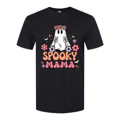 Groovy Spooky Mama Floral Ghost Halloween Spooky Mom Wo Softstyle CVC T-Shirt