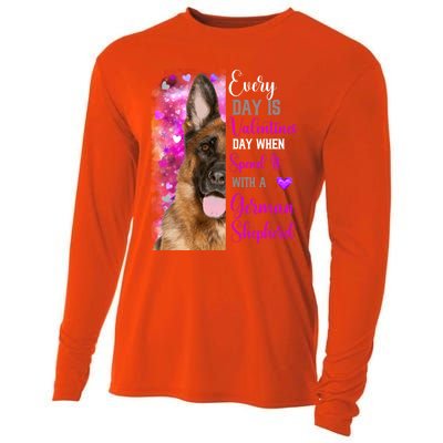 Ger Shepherd Mom Funny Valentines Day Dog Lovers Gift Cooling Performance Long Sleeve Crew