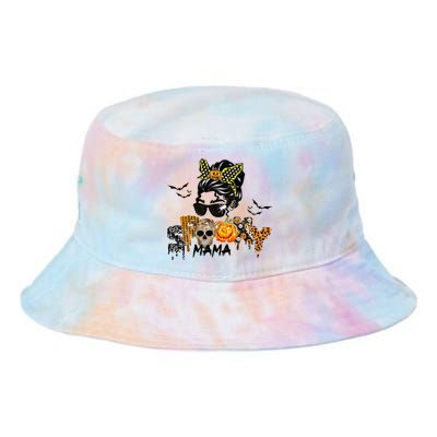 Groovy Spooky Mama Messy Bun Witch Mom Gift Tie Dye Newport Bucket Hat