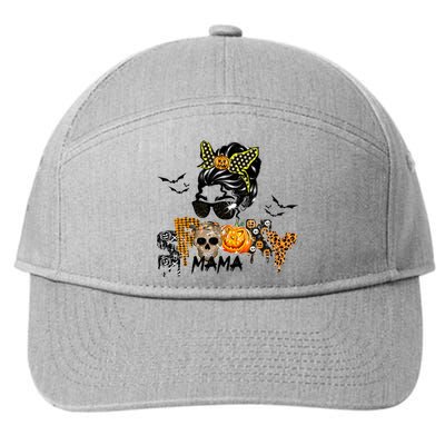 Groovy Spooky Mama Messy Bun Witch Mom Gift 7-Panel Snapback Hat