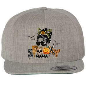 Groovy Spooky Mama Messy Bun Witch Mom Gift Wool Snapback Cap