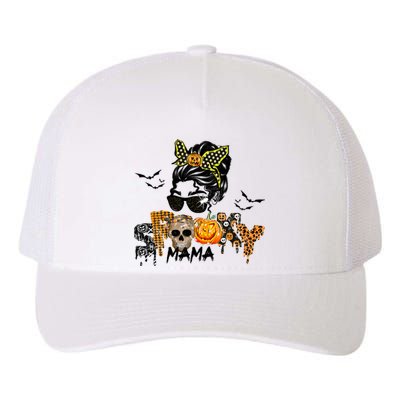 Groovy Spooky Mama Messy Bun Witch Mom Gift Yupoong Adult 5-Panel Trucker Hat