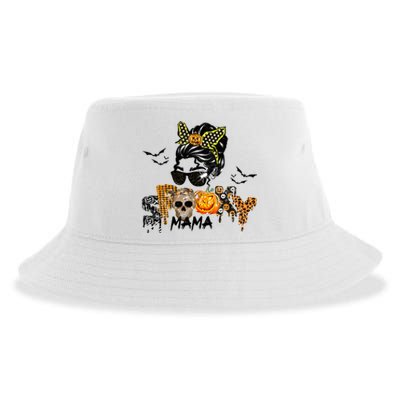 Groovy Spooky Mama Messy Bun Witch Mom Gift Sustainable Bucket Hat