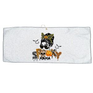 Groovy Spooky Mama Messy Bun Witch Mom Gift Large Microfiber Waffle Golf Towel