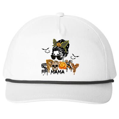 Groovy Spooky Mama Messy Bun Witch Mom Gift Snapback Five-Panel Rope Hat