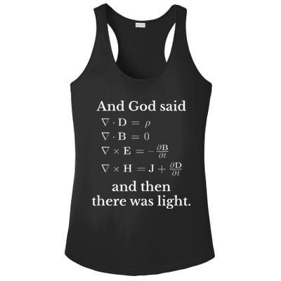 God Said MaxwellS Equations Integral Form Geeks Ladies PosiCharge Competitor Racerback Tank