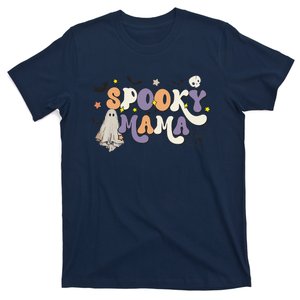 Groovy Spooky Mama Retro Halloween Ghost Witchy Spooky Mom Love T-Shirt