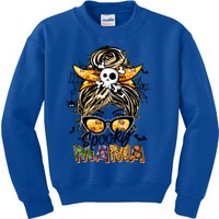 Groovy Spooky Mama Messy Bun Witch Mom Halloween Funny Gift Kids Sweatshirt