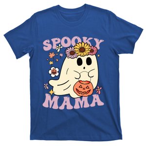 Groovy Spooky Mama Vibes Halloween Hippi Ghost Spooky Season Gift T-Shirt