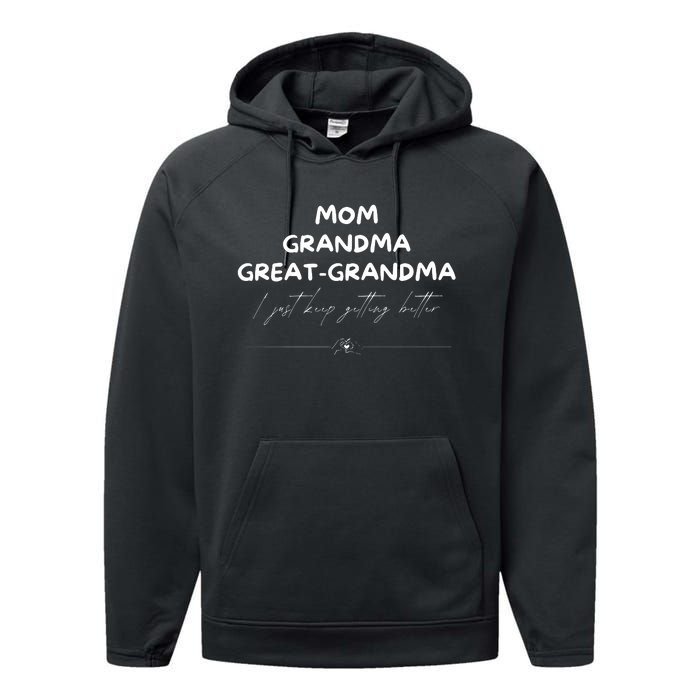 Grandma Sweatshirt Mom Grandma Great Grandma Performance Fleece Hoodie