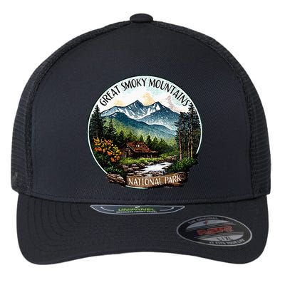 Great Smoky Mountains National Park Vintage Scene Souvenir Flexfit Unipanel Trucker Cap