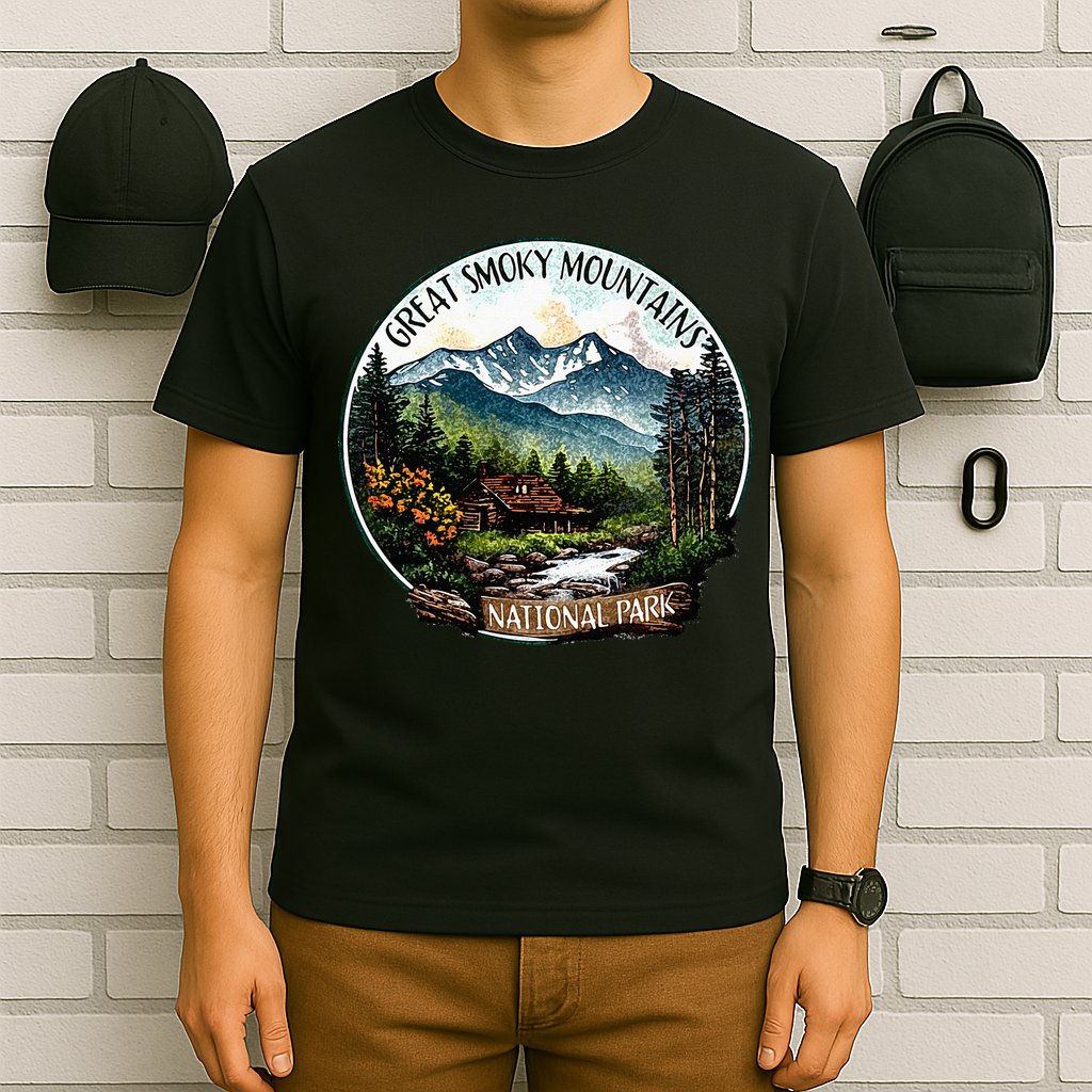 Great Smoky Mountains National Park Vintage Scene Souvenir T-Shirt