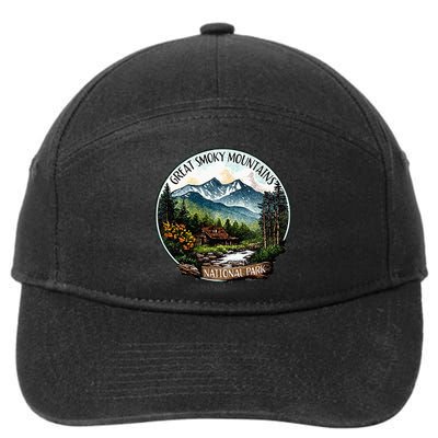 Great Smoky Mountains National Park Vintage Scene Souvenir 7-Panel Snapback Hat