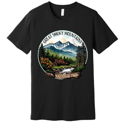 Great Smoky Mountains National Park Vintage Scene Souvenir Premium T-Shirt